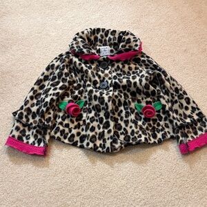 Leopard Print Kids Cape with Pink and Green Accents